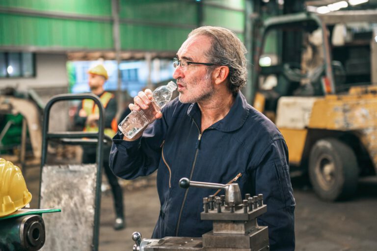 Genügend Wasser auf Arbeit trinken